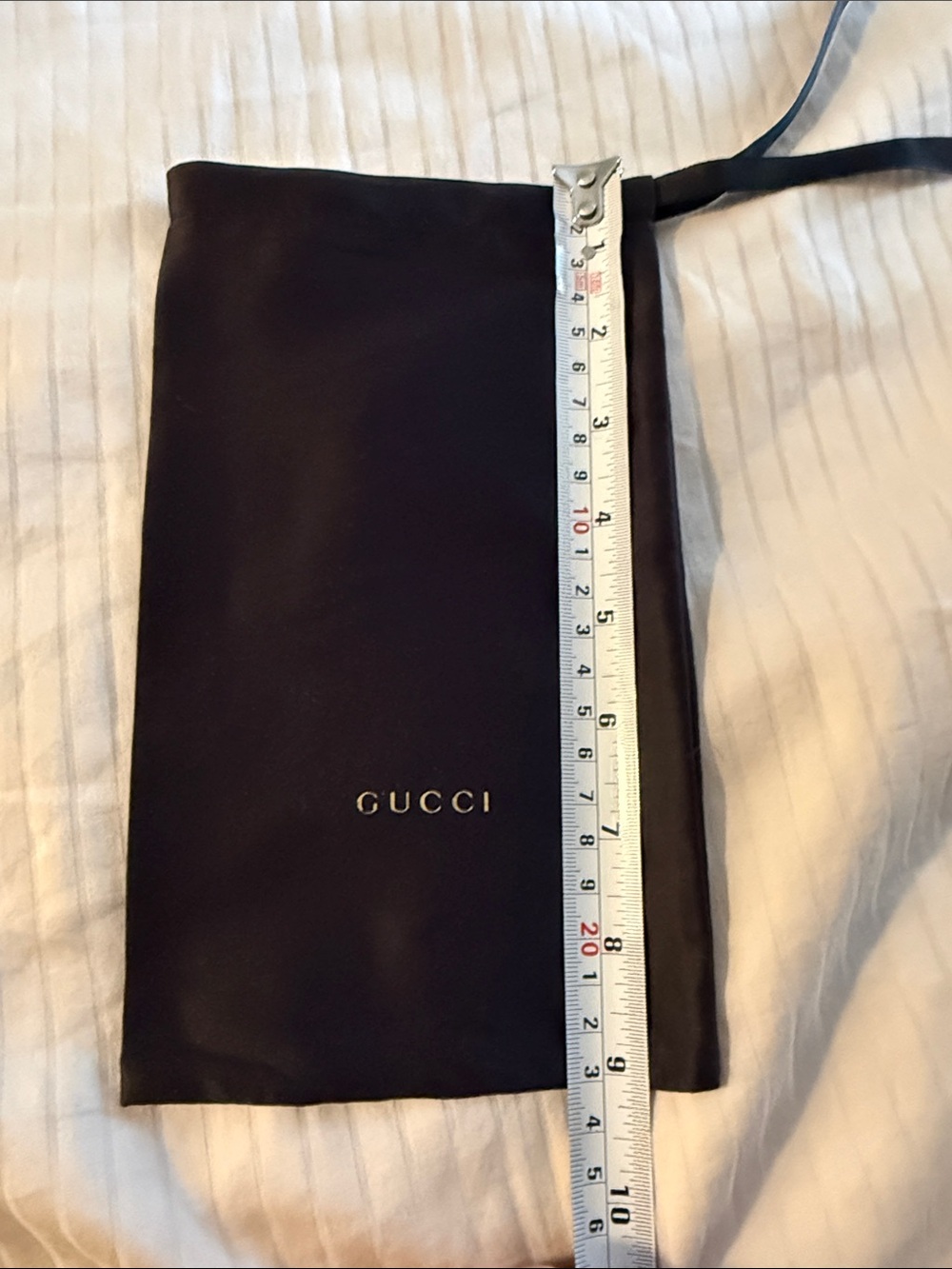 Gucci Black Satin Dust Bag Pouch with Gold Logo Authentic New